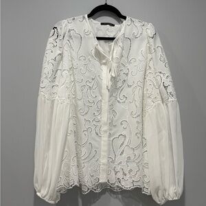 Kobi Halperin Joan White lace Embroidered Blouse